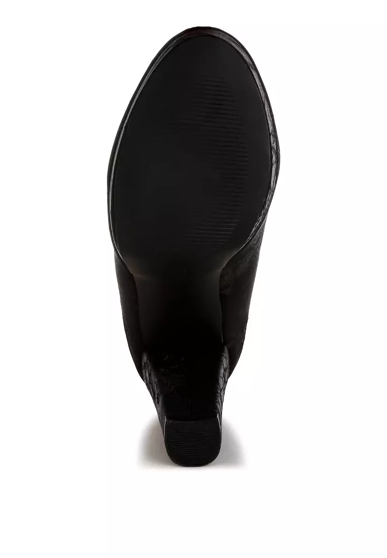 Platform Block Heel Pumps In Black