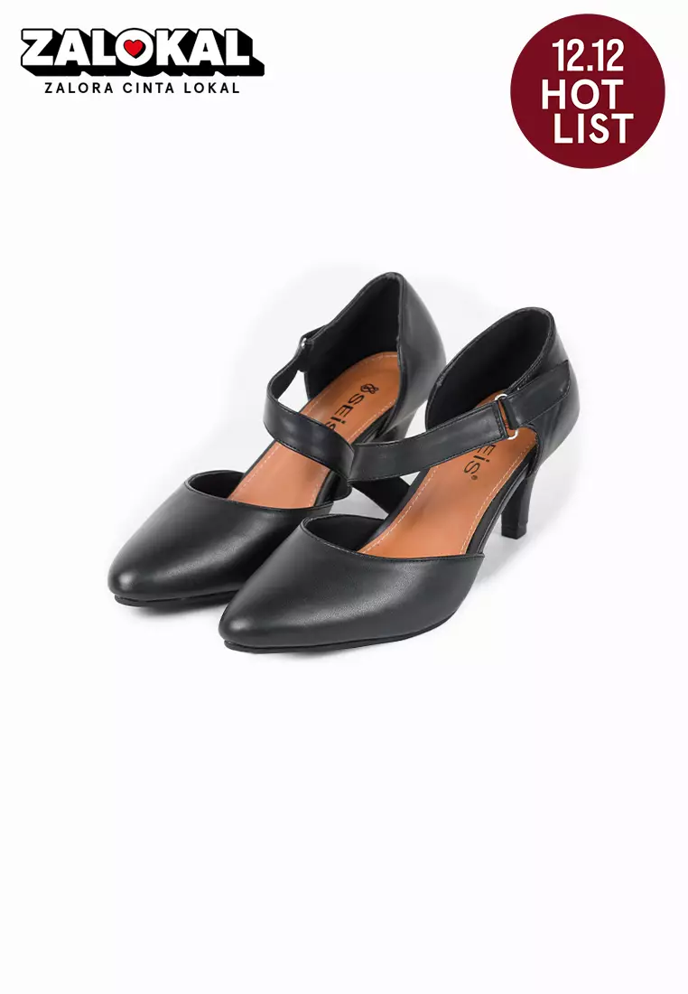 Seis Vaia Sepatu High Heels Wanita 7 cm-BLACK