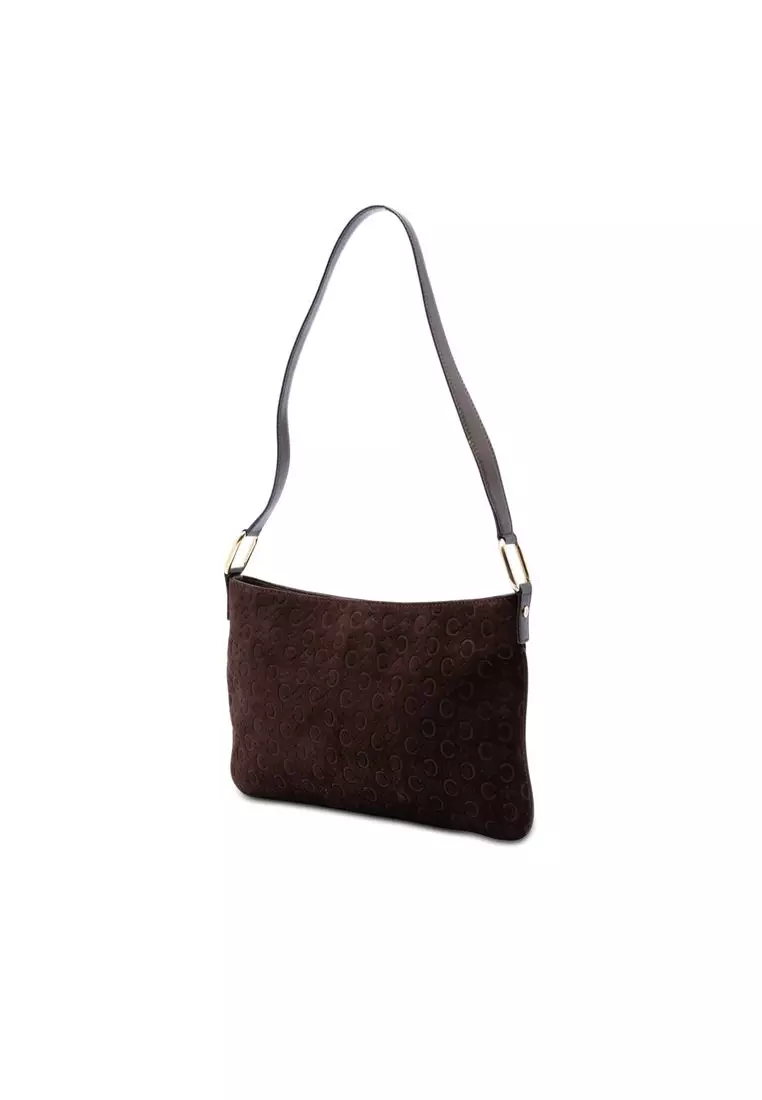 Pre-Loved Celine C Macadam Suede Shoulder Bag