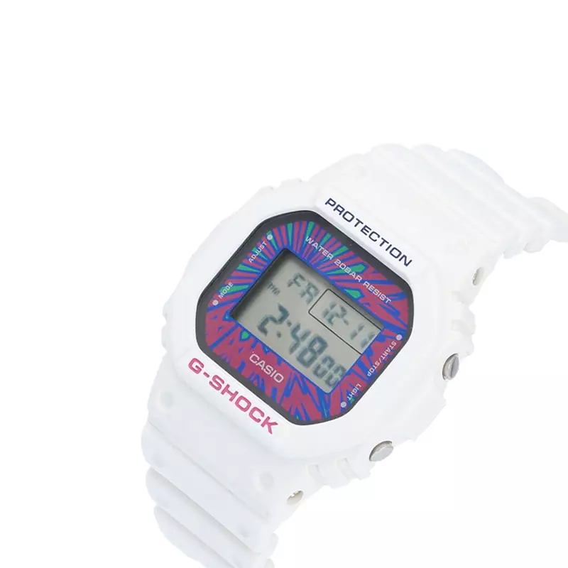 Jam Tangan Pria Casio G-Shock DW-5600DN-7DR Psychedelic Multi Colors Series Digital Dial White Resin Band
