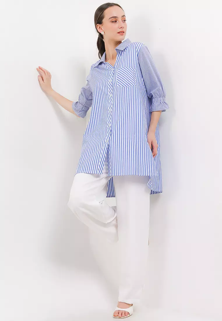 High and low Stripe motif Tunic
