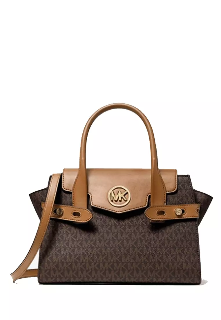 Mk houston medium logo hot sale satchel