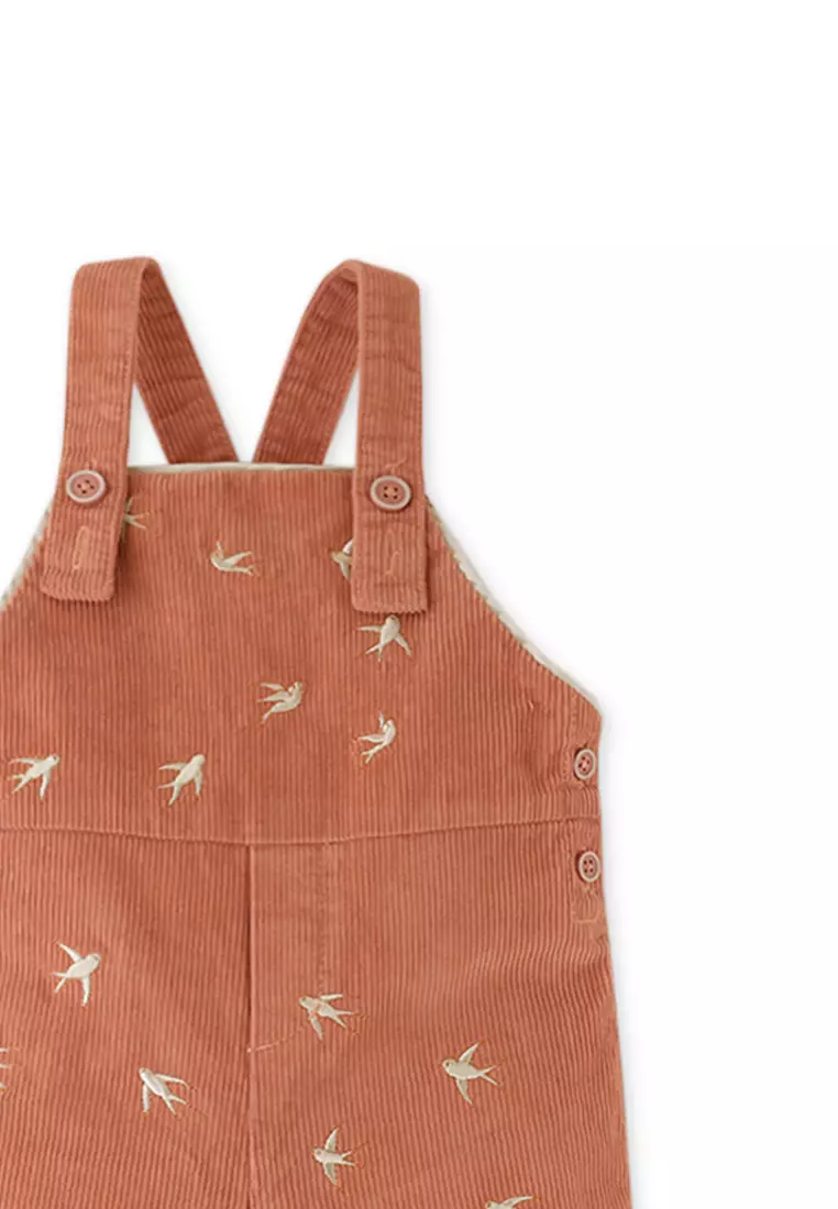 Baby Girls Corduroy Jumper With Brid Embroidery