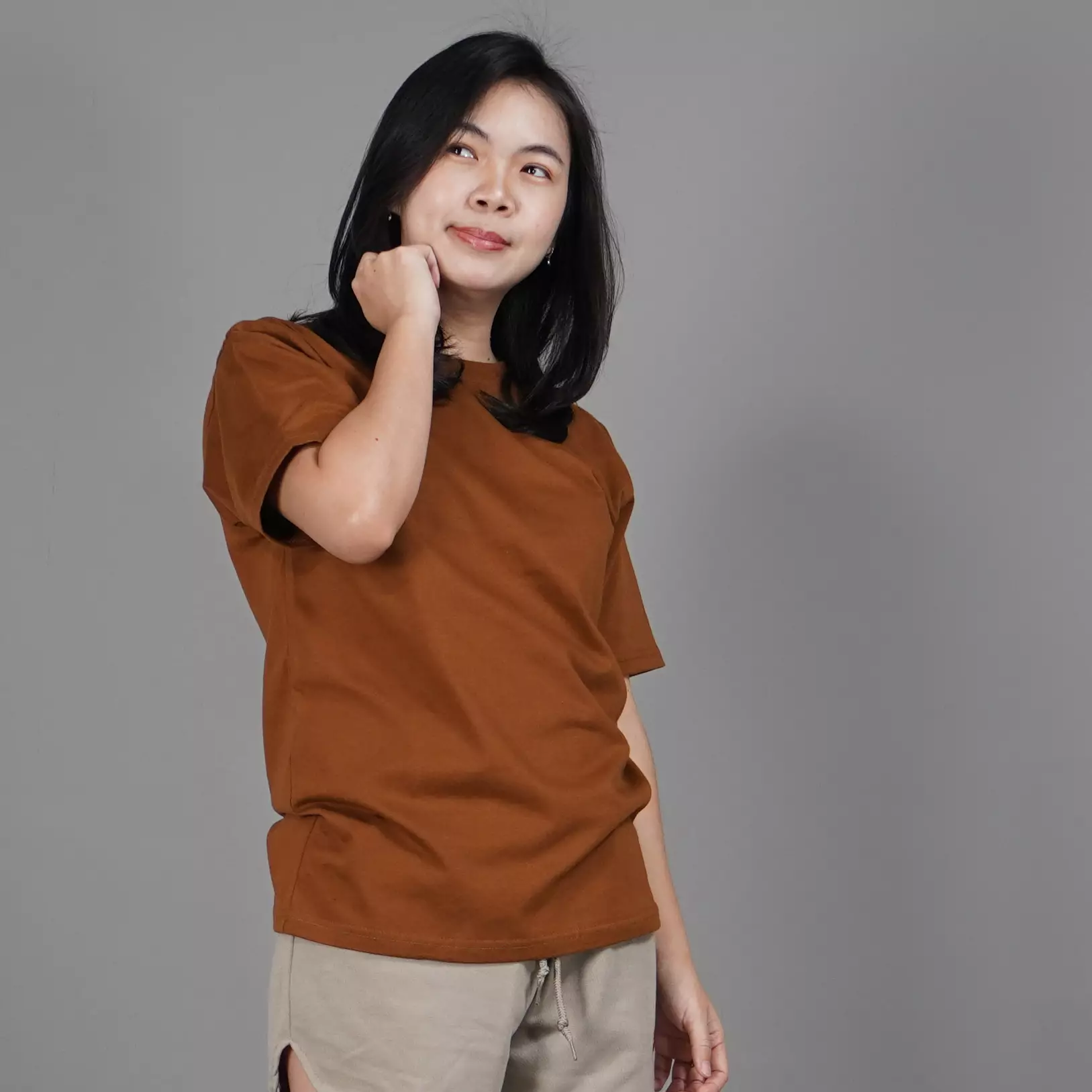  UNILO Size S-BIG Kaos Polos Lengan Pendek Wanita Basic TShirt Cotton - Bronze