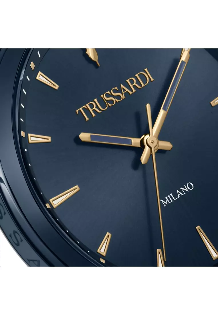 【2 Years Warranty】Trussardi T-Couple 41mm Blue Dial Men's Quartz Watch R2453147007
