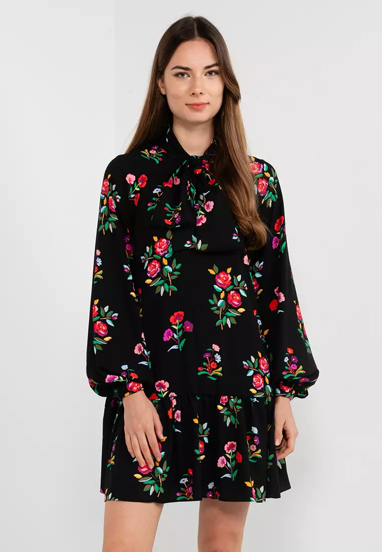 Kate spade black floral dress sales
