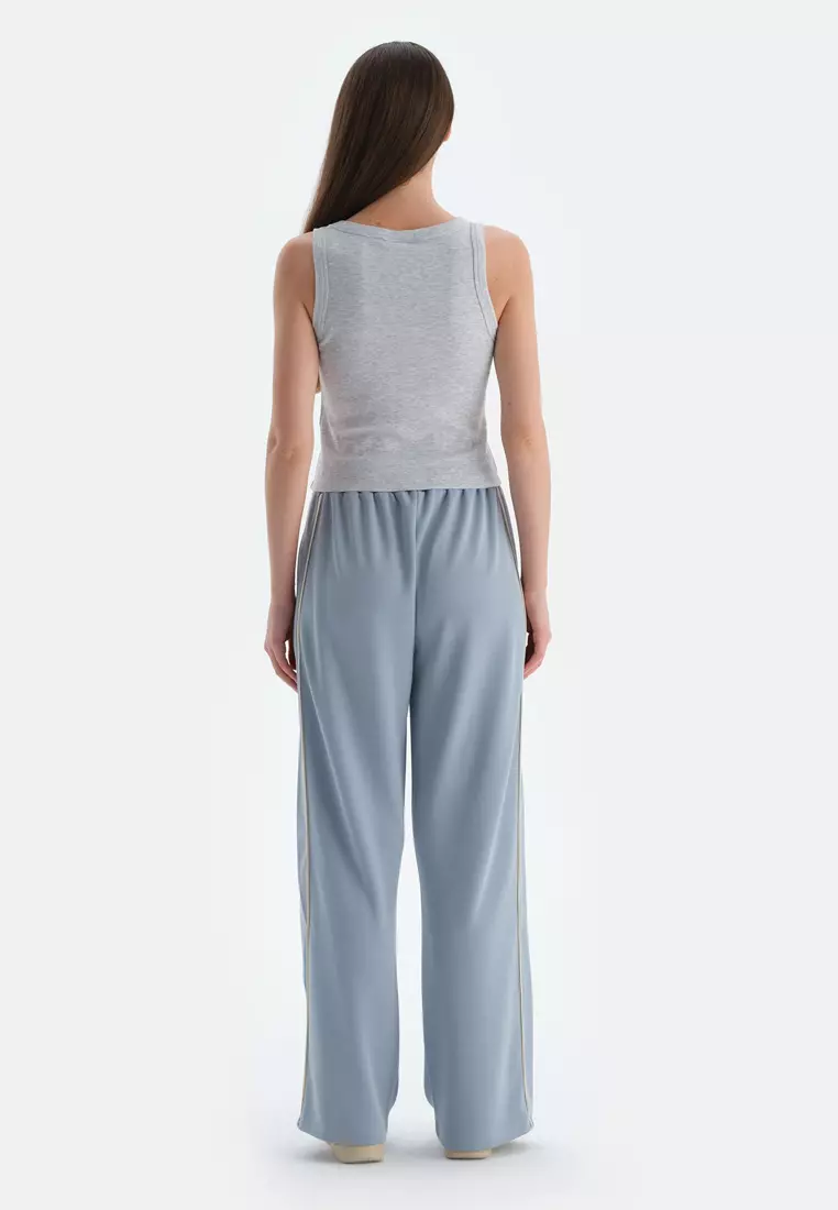 Light Blue Trousers, Regular, Wide Leg, Activewear for Women