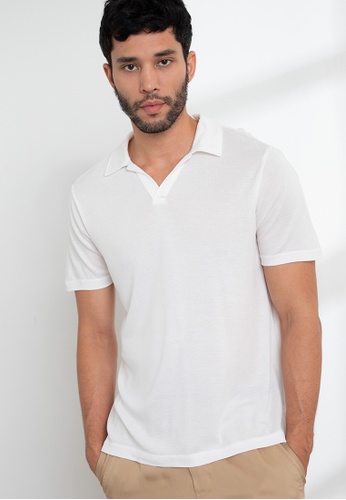 Origin by Zalora white Relaxed Polo Neck Top made from Tencel 234F6AA2780AE5GS_1