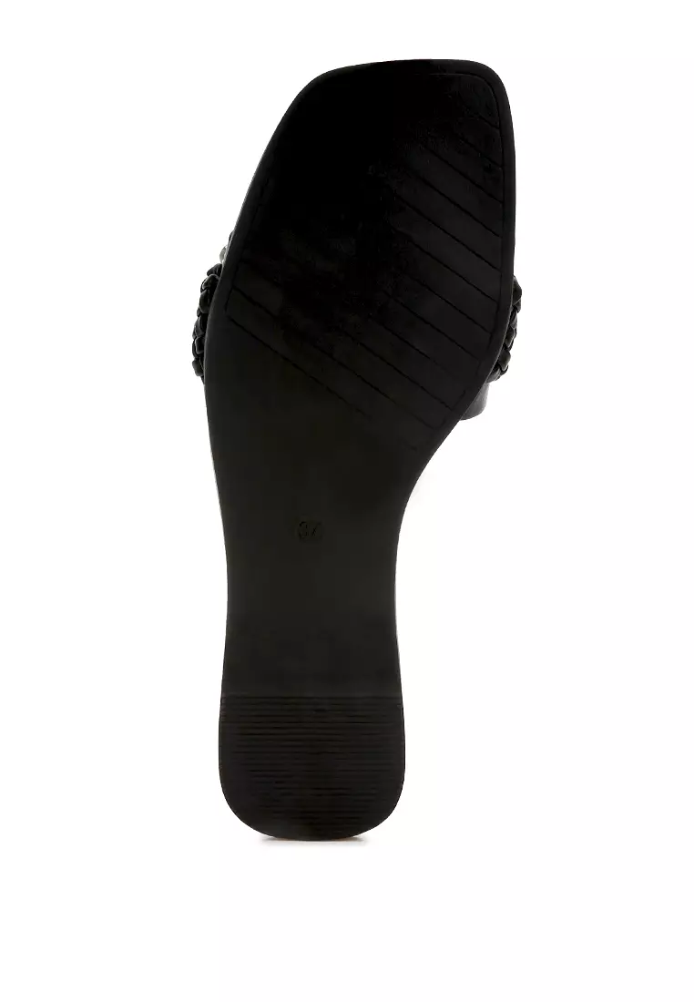 Diamante Flat Sandals in Black