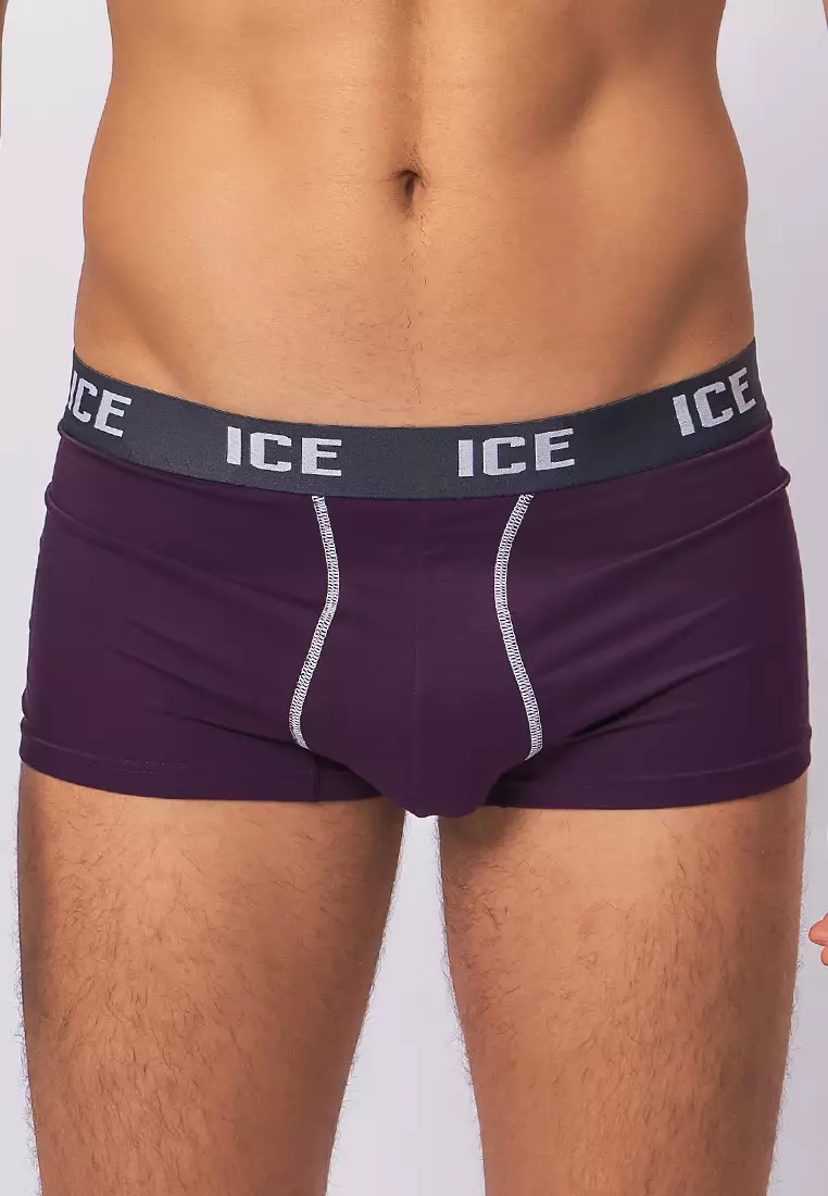 Ice Men Boxer Briefs With Pouch Contrast Stitch Nolan01 - Plum (Single Pack)