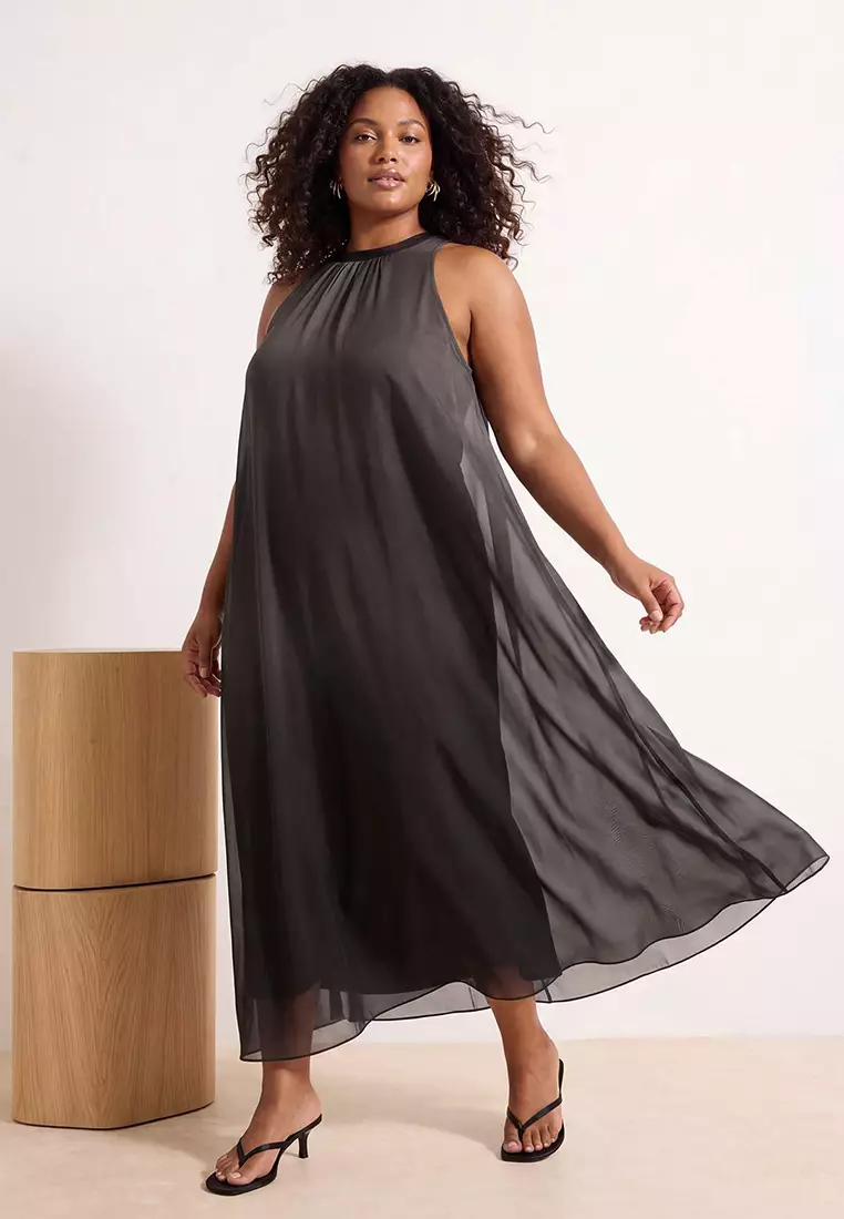 straight cut dresses for plus size Trendyol Green Abstract Patterned Maxi Woven Dress With Tie Detail Tbbss26Ah00063 2026 | Buy Trendyol Online Vintamour Vintage Elegant Champagne Size:US8/AUS12 2026G Ladies dresses side cutouts that extend