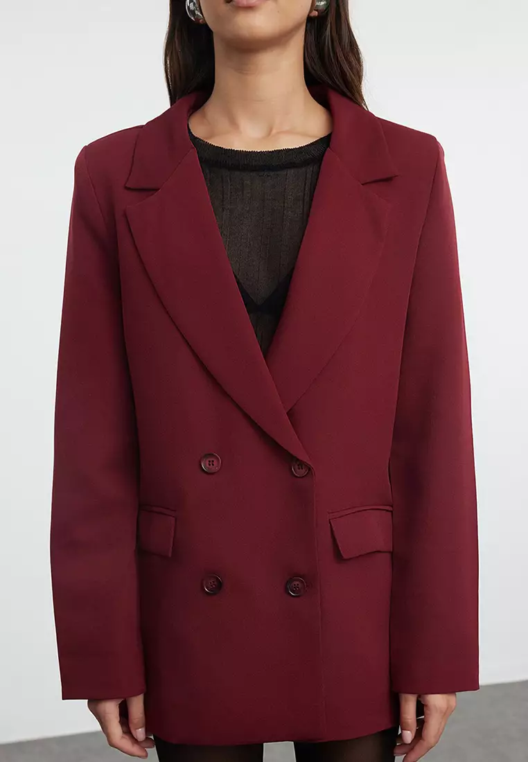 Blazer Jacket with Woven Buttons