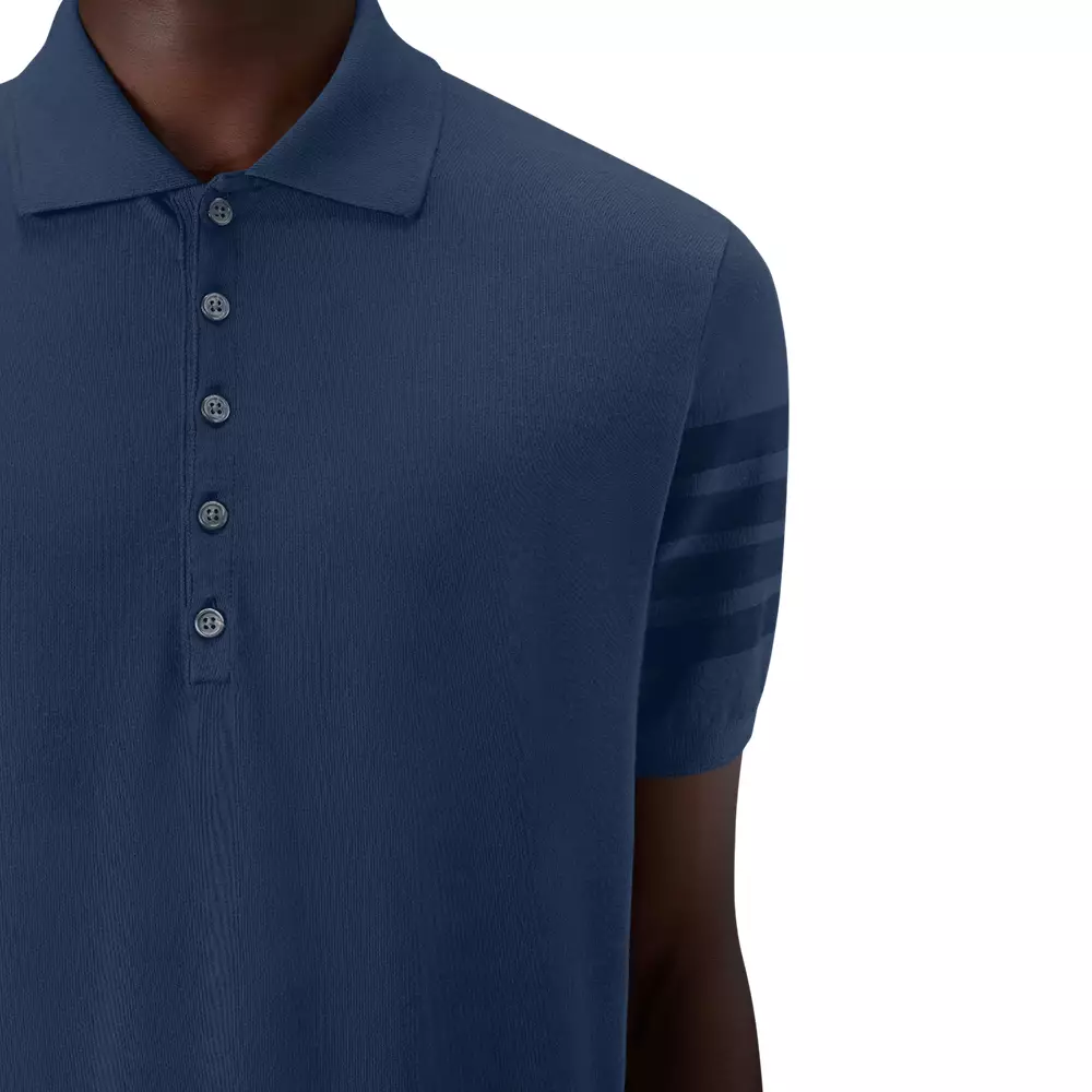 Garment Overdyed Jersey 4-Bar Polo Shirt Navy