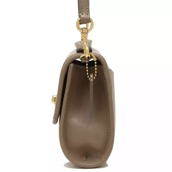 C3486 Kip Turn-lock Leather Crossbody Satchel Purse Bag Dark Stone