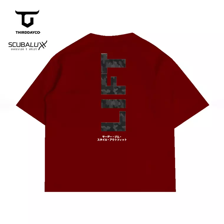 MTX87 Kaos Oversize Gym Pria Bahan Tebal LIFT maroon