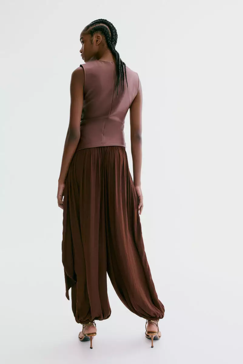 Draped-panel balloon trousers