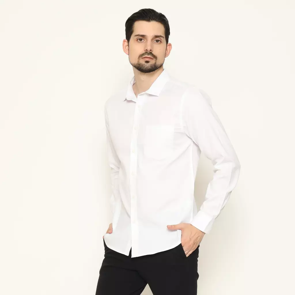 AMK Kemeja Pria Lengan Panjang SHS River L/S White