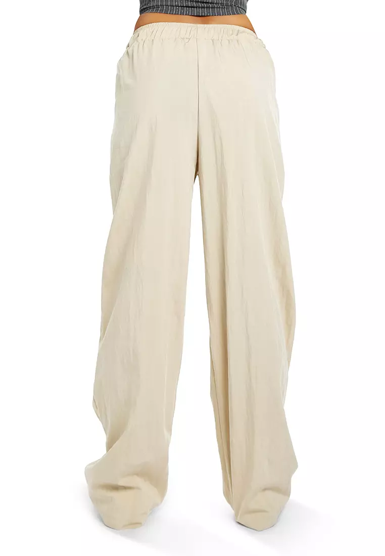Buy London Rag Elasticated Flared Pants In Stone Online | ZALORA Malaysia