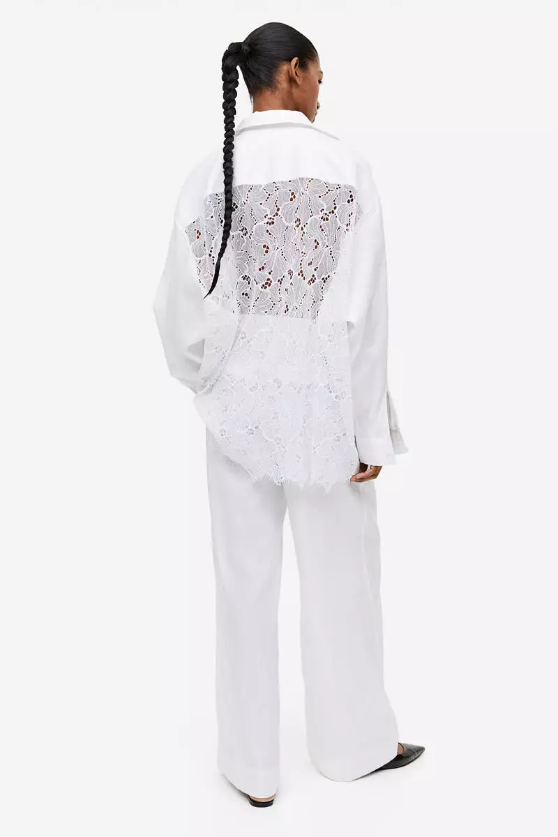 Buy H&M Laceback linenblend shirt Online ZALORA Malaysia