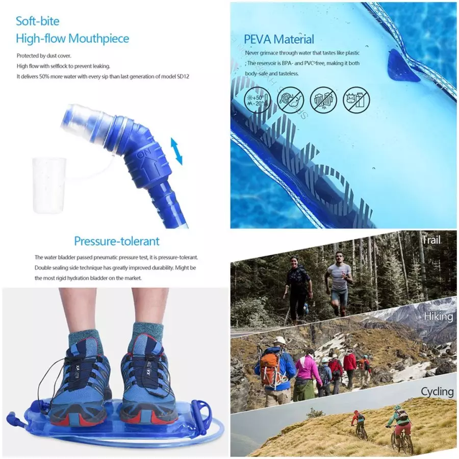 Jual Elfs Active Elfs Active Water Bladder 2L Easy Clean Hydration Pack 1.5L Biru Tua Original