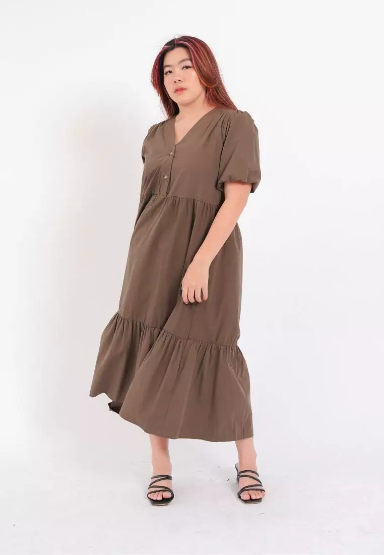Plus Size Long Dress Elyca Olive