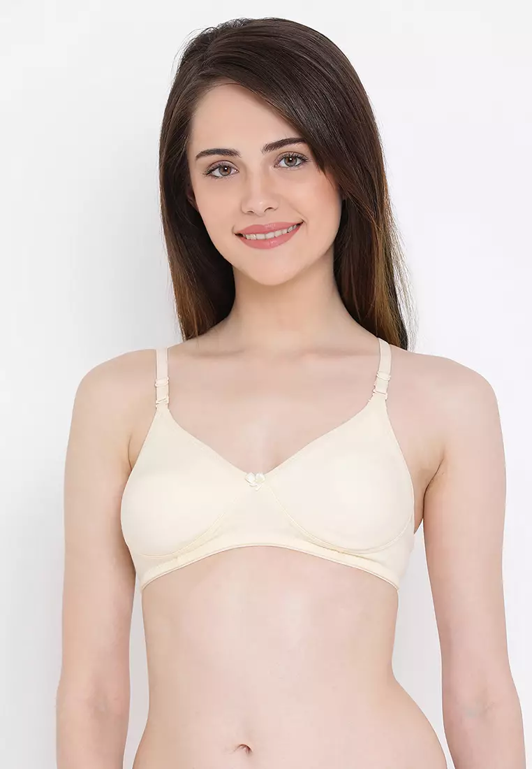 Buy Clovia Padded Non-Wired Full Cup Bra in Nude Colour - Lace