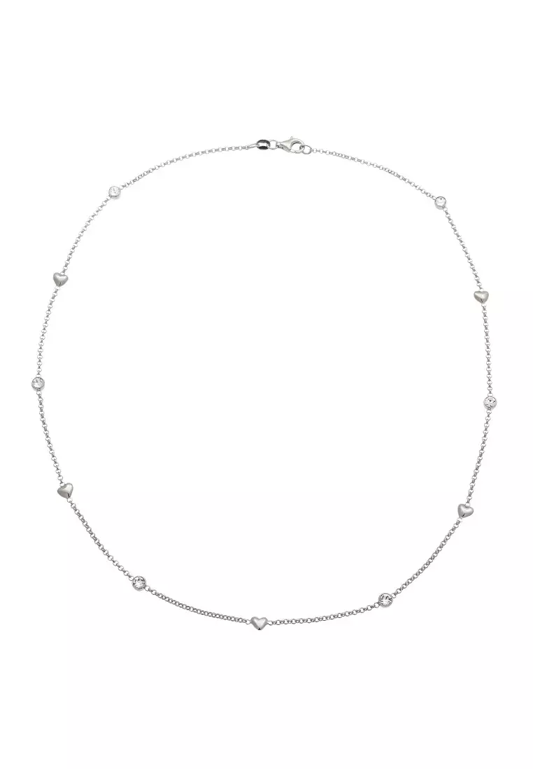 Kalung Perhiasan Perak 925 Wanita Heart White Crystals