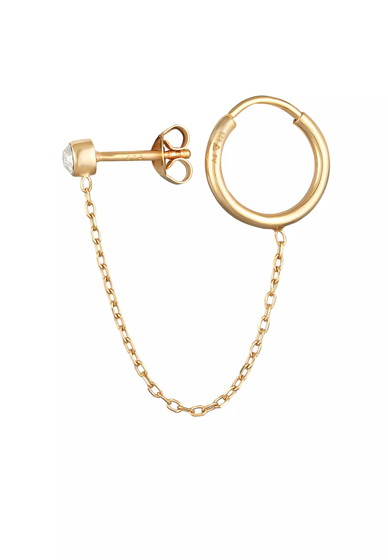 Earrings Double Piercing 2-Hole Gold Plated Embellished with Crystals by Swarovski®