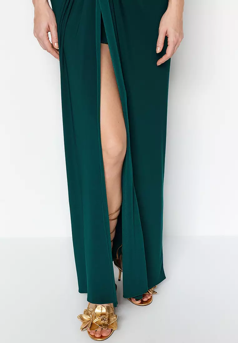 Draped Detail Evening Dress