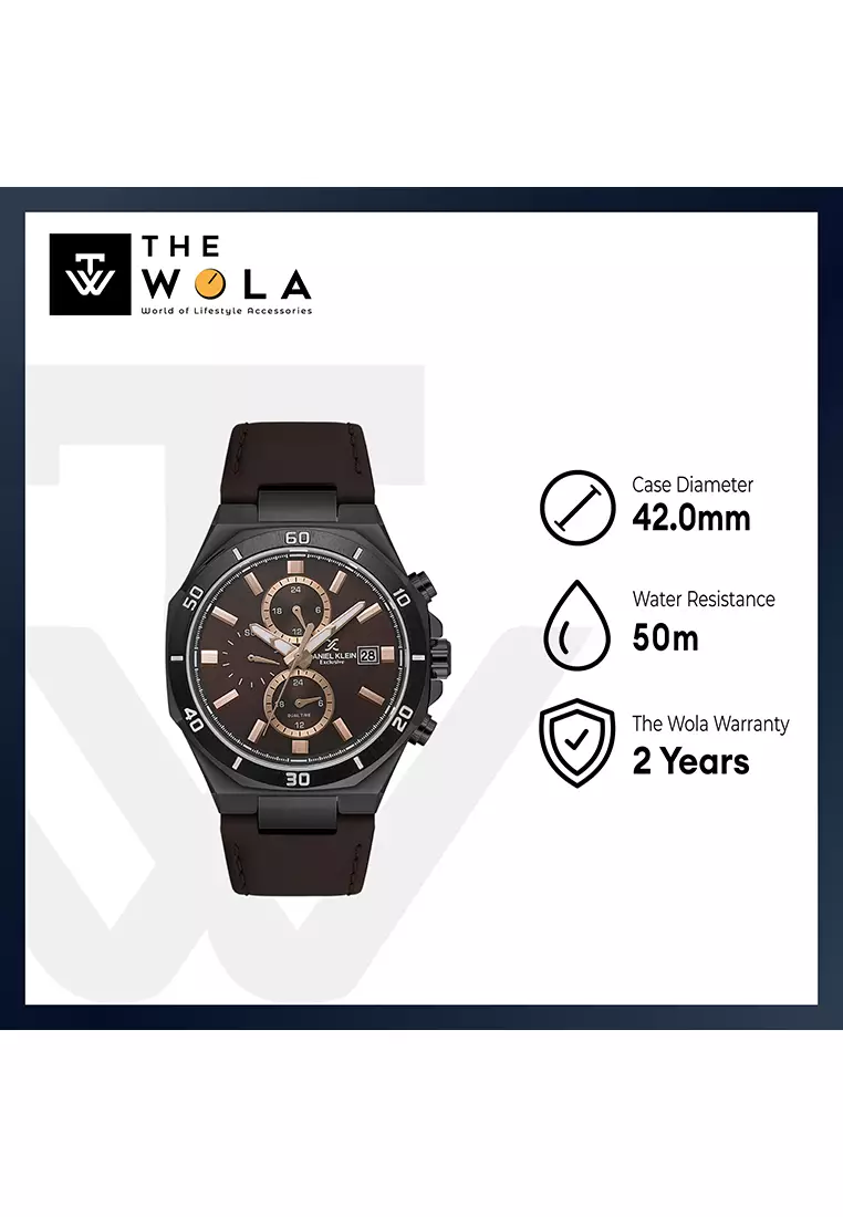 Exclusive Men's Chronograph Watch Brown Genuine Leather DK.1.14003-5