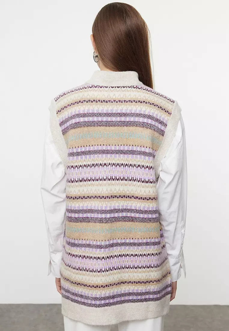 Lilac Patterned Knitwear Sweater Tctaw25Uv00012