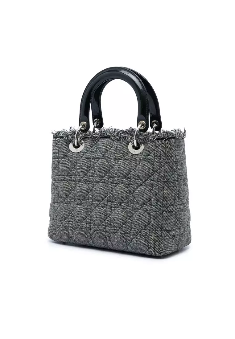 Pre-Loved Dior Medium Tweed Cannage Lady Dior