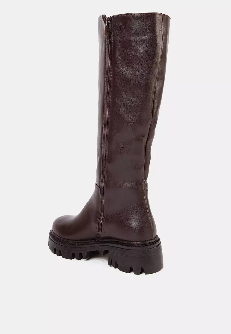 Dark Brown Thick Soled Women's Zippered Boots Takaw25Cz00005