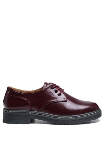 London Rag red SHANKS Oxford Patent PU Sepatu di Burgundy 37A36SHDC6644BGS_1