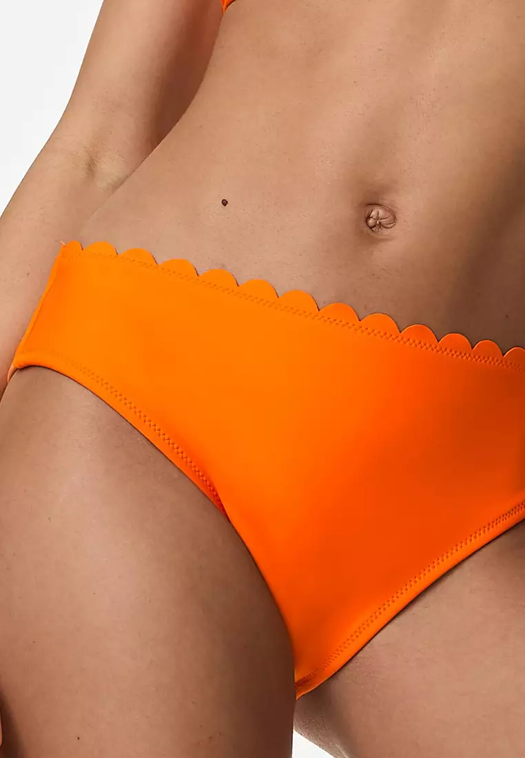 Neoprene Scallop High Leg Bikini Bottoms