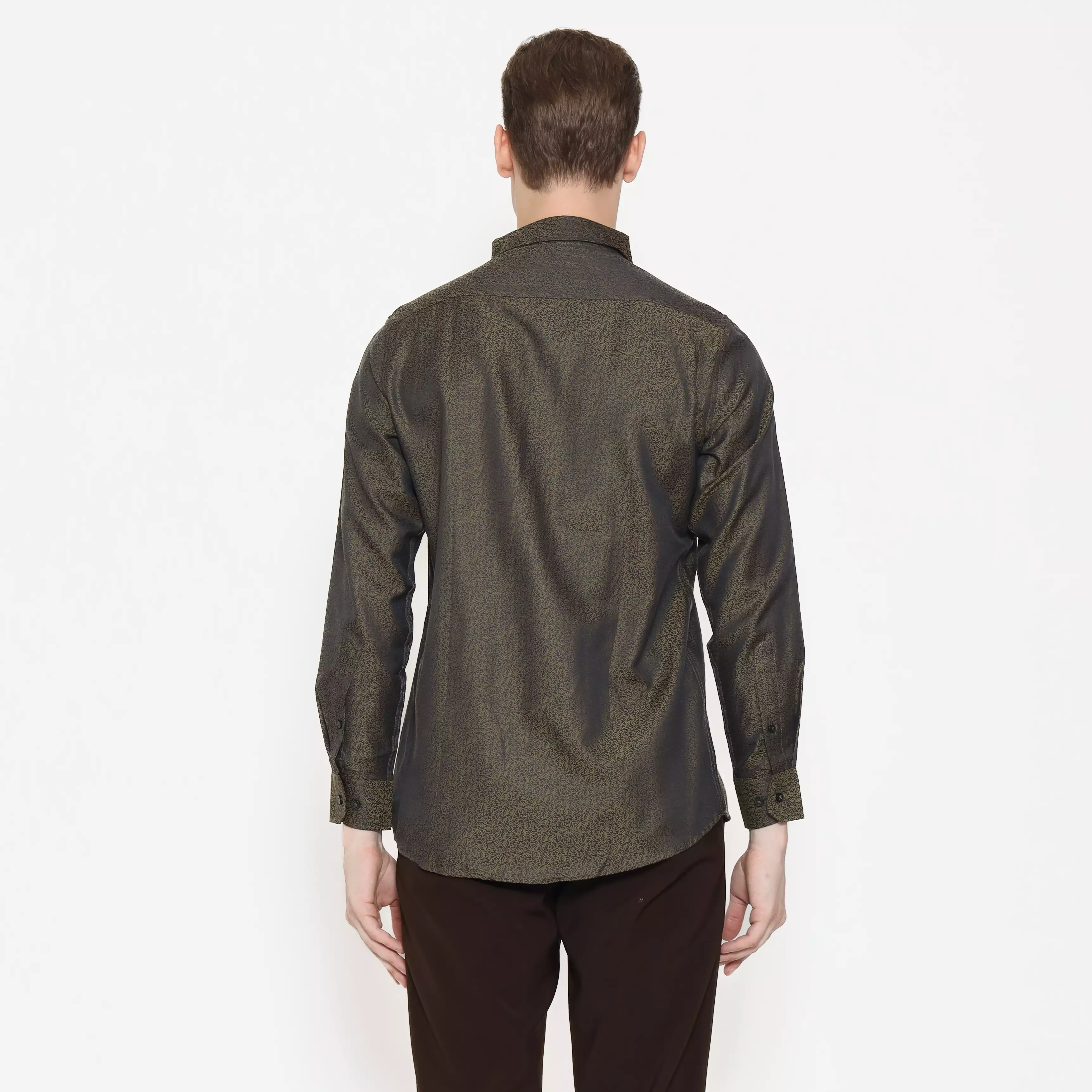 Schoeller Kemeja Pria Lengan Panjang Slim Fit Motif Abstrak Warna Olive – SHQKFLSFQP101QCTNQNM