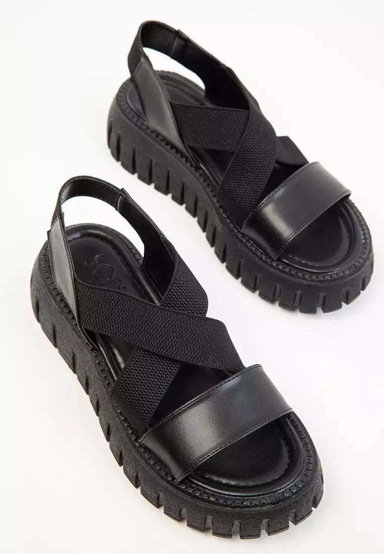 Women's Black Sandals 17827
