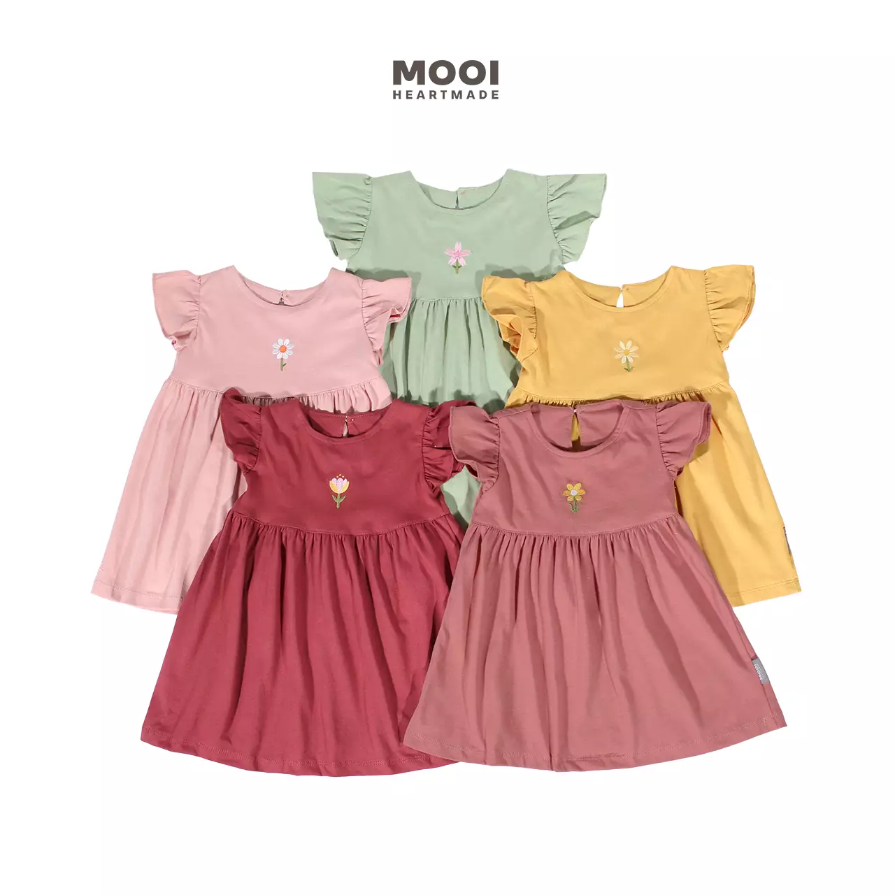 Mooi Dress Anak Perempuan Ruffle Dress - Berry Red