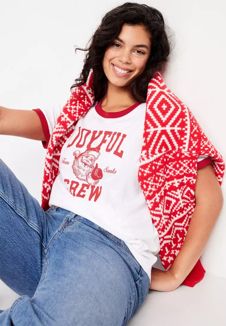 EveryWear Crew-Neck Graphic Ringer T-Shirt