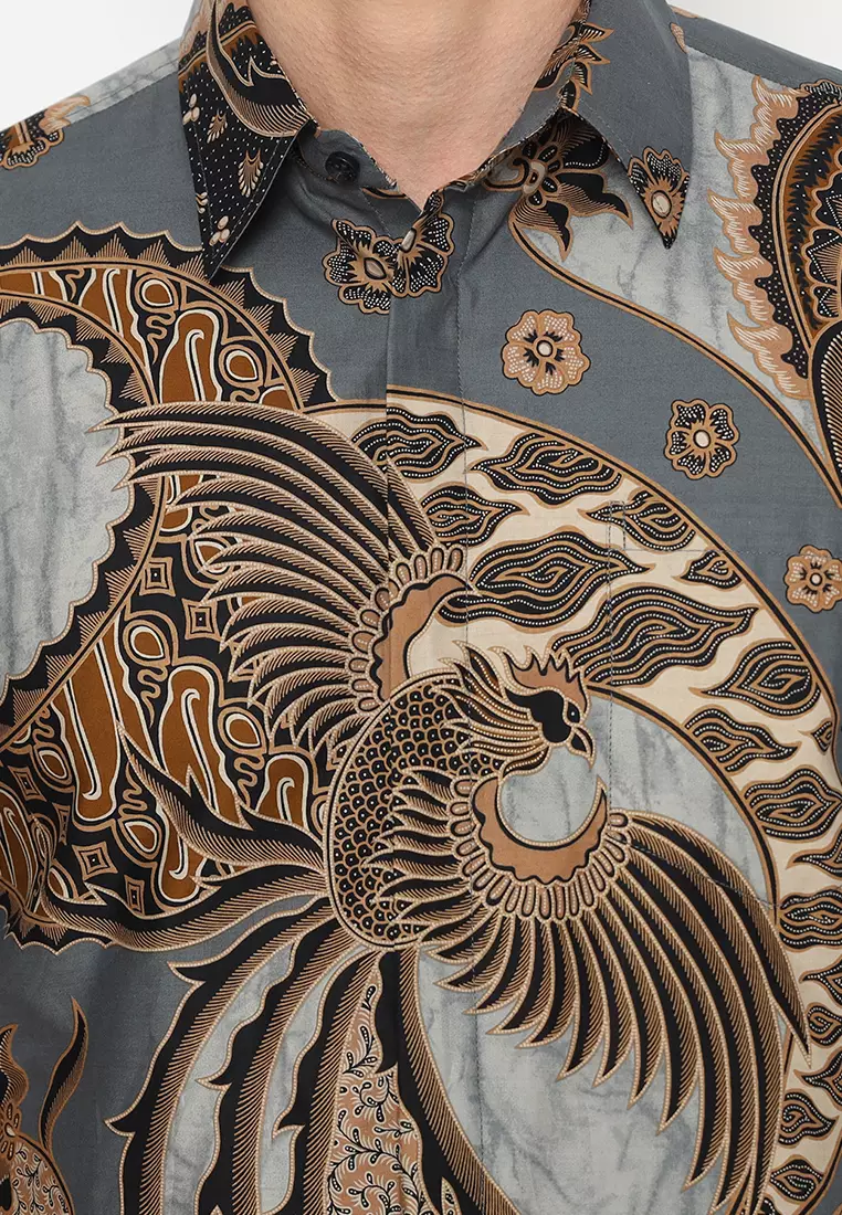 Kemeja Batik Pria Ranawijaya Short Sleeve - Grey