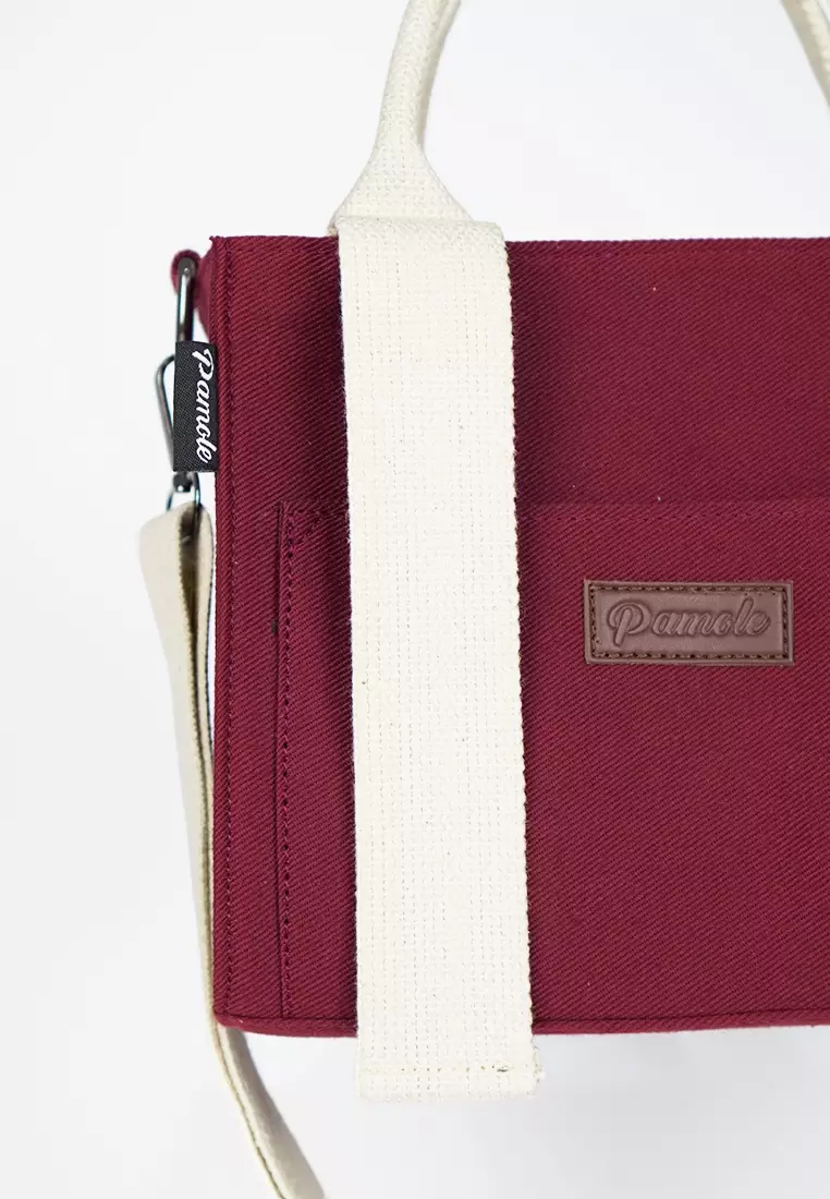 Tas Selempang Sling Bag Wanita Bahan Kanvas Penutup Resleting Rana Series - Maroon