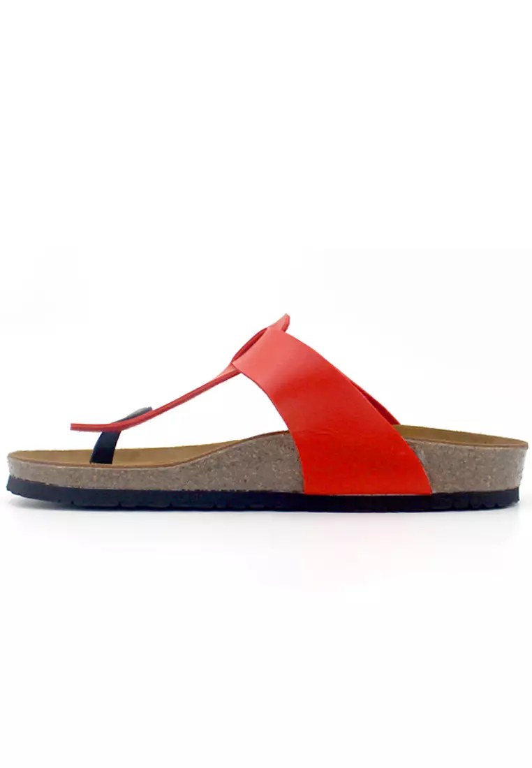 Red platform discount flip flops