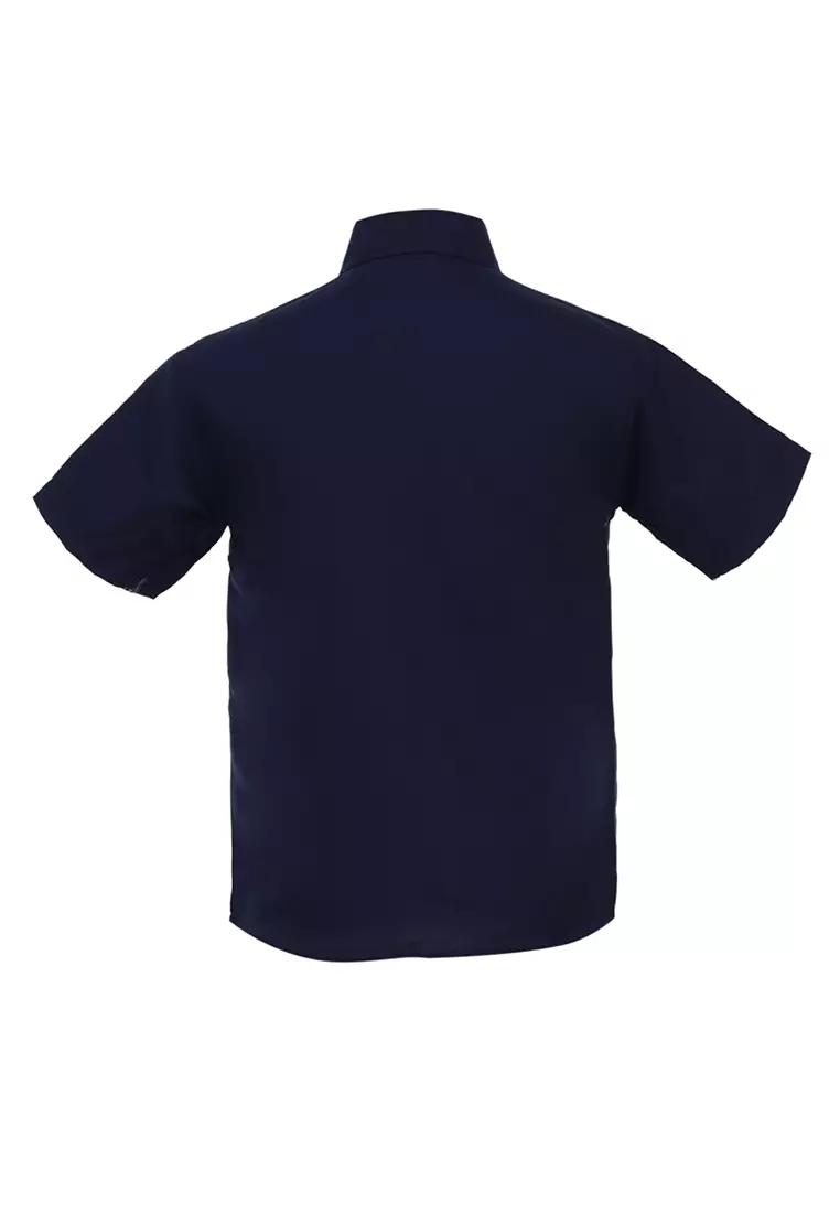 Juste Kemeja Formal Anak Laki-laki Lengan Pendek Motif Polos Kids Shirt Comportable Material Cotton ORIGINAL - Navy
