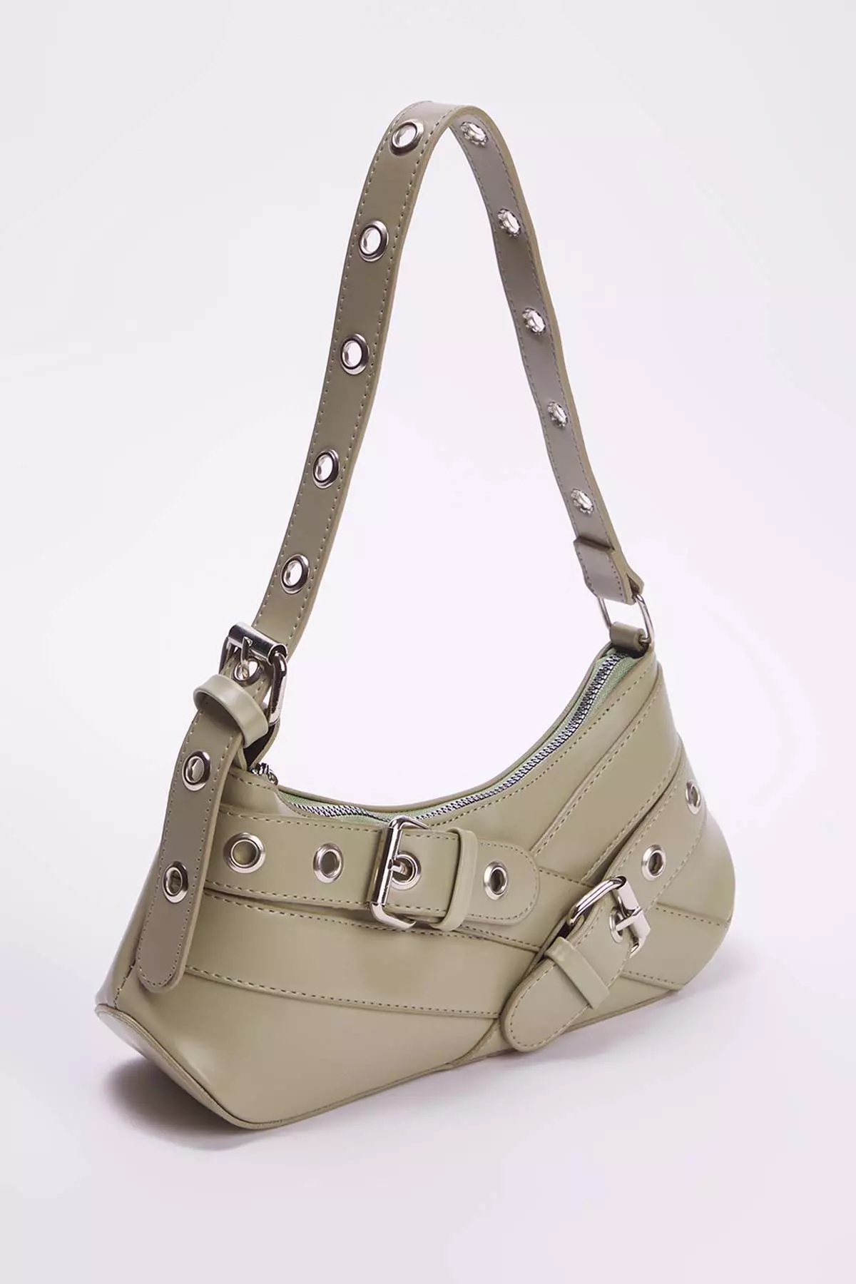 Mint Eyelet Belt Buckle Detail Women Baguette Shoulder Bag Takss25Oc00069