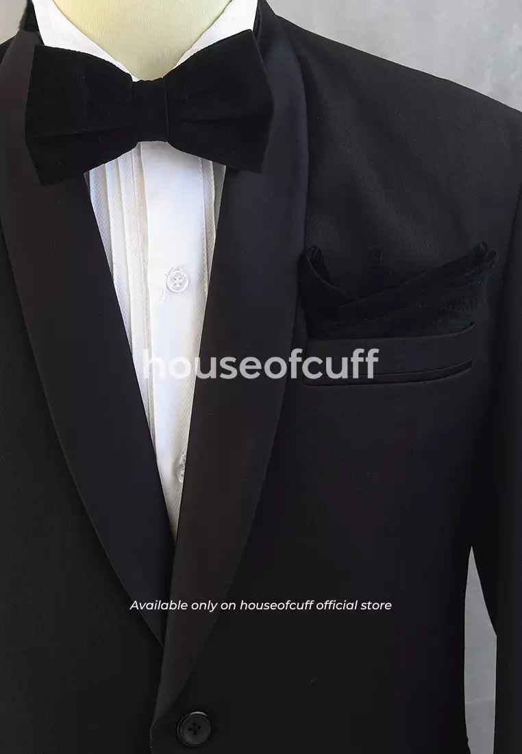 Houseofcuff dasi kupu pria bowtie pocket square bludru
