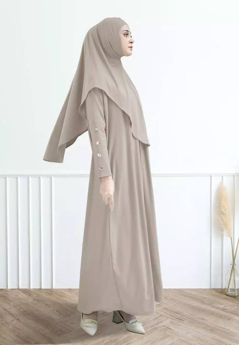 Ilma Abaya Set | Gamis Muslimah Long Dress - Beige Sand