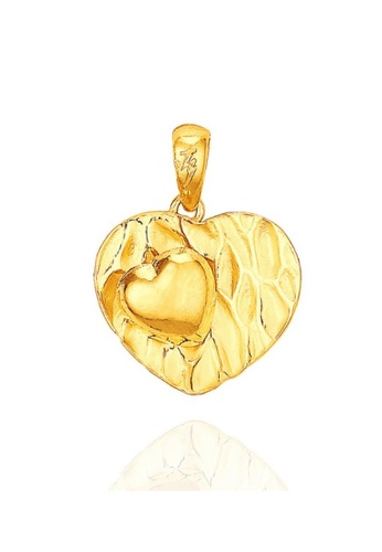 Poh Kong 黃色 POH KONG 916/22K Yellow Gold Tranz Heart In Nature Pendant AF842AC55A9F29GS_1