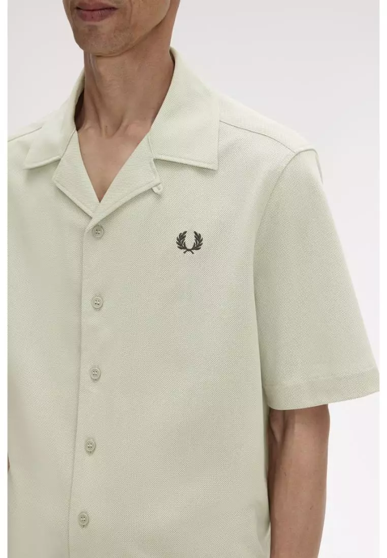 Fred Perry M1745 Compress Mesh Revere Collar Shirt (Seagrass)