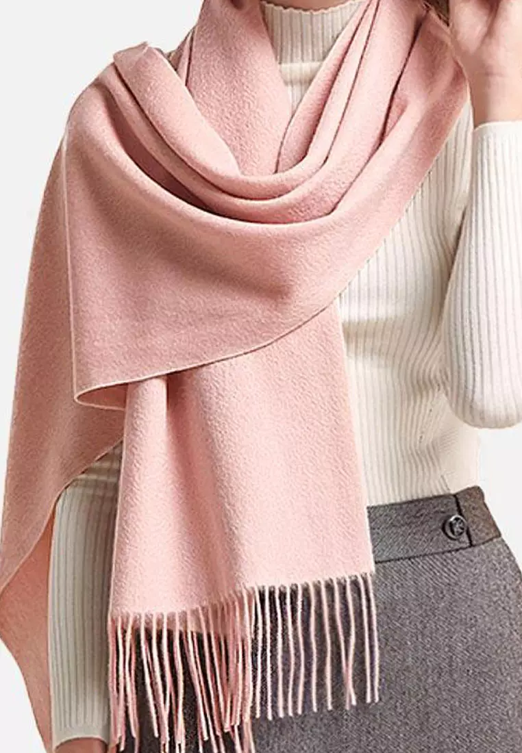 Women's Accessories Plain Cashmere Virgin wool Pashmina Syal Wanita Dusty Rose