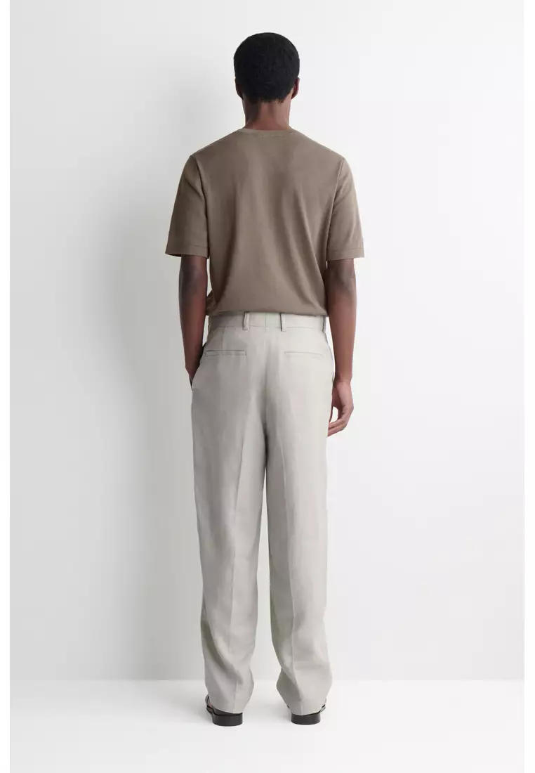 RELAXED LINEN TAPERED TROUSERS
